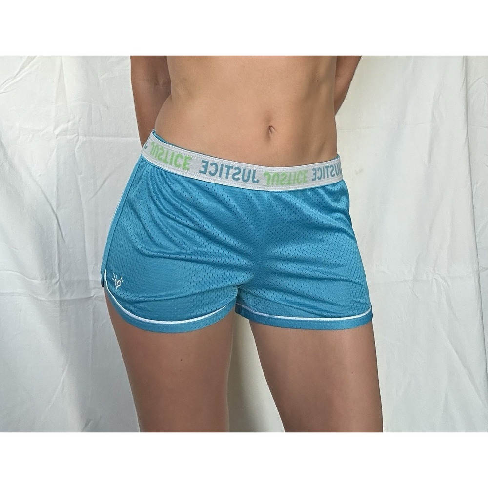2000s Style Fold Over Low Rise Justice Mesh Athleisure Shorts Y2K Preppy